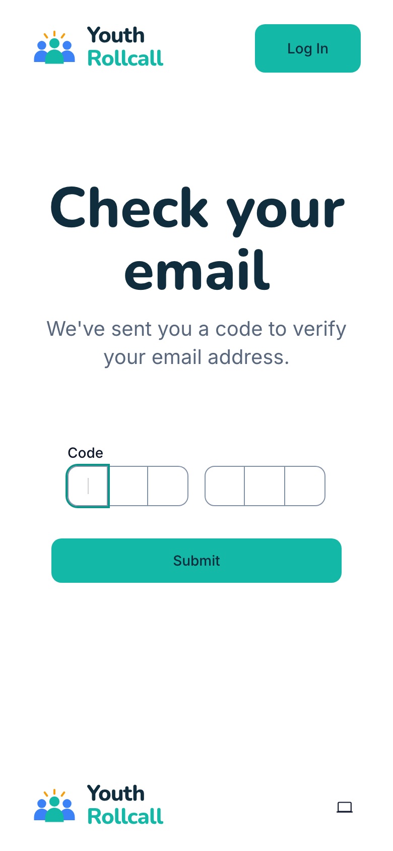 The "Check your email" page with six boxes for the reset code